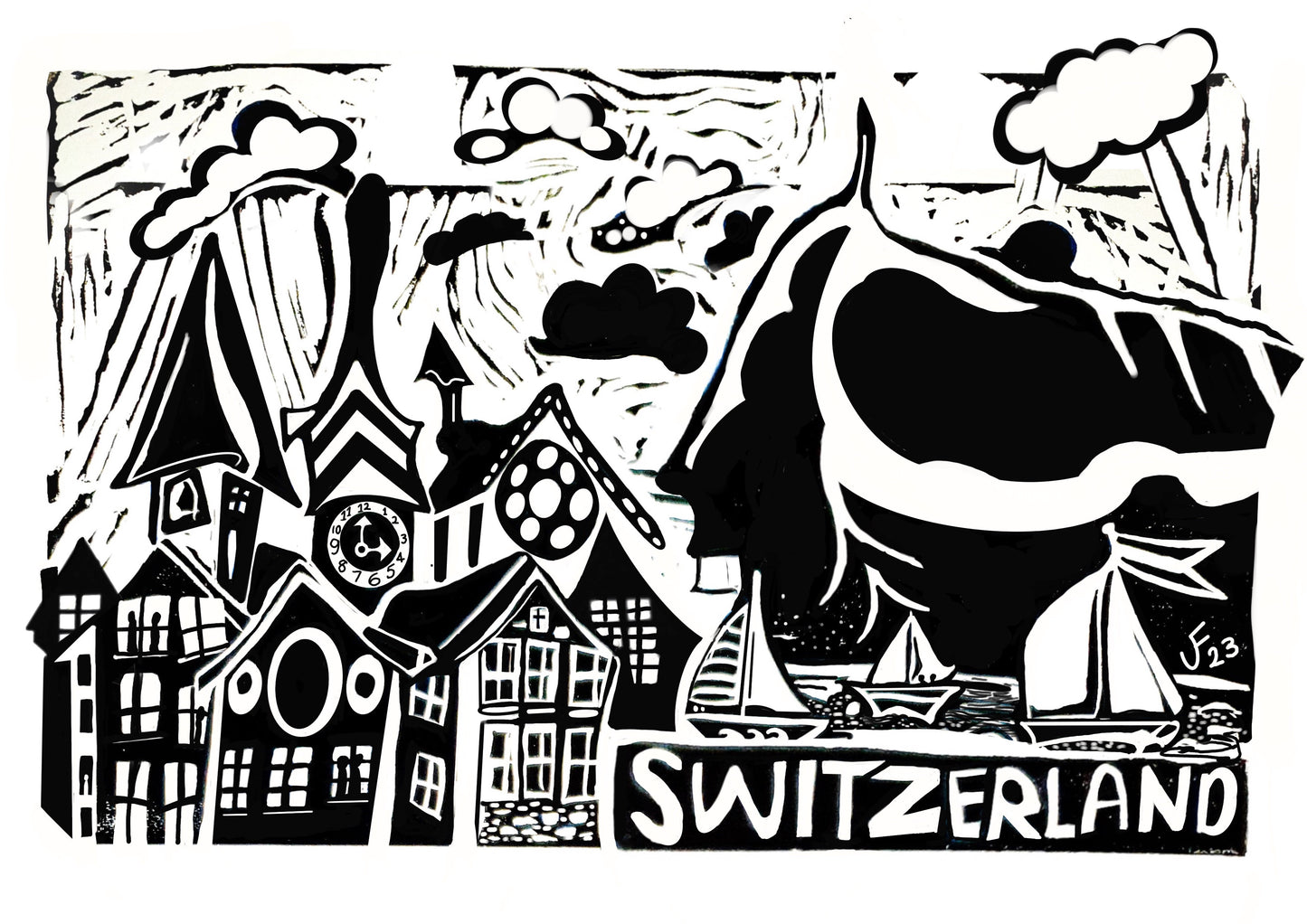 Original Poster Art Zug in Black and white
